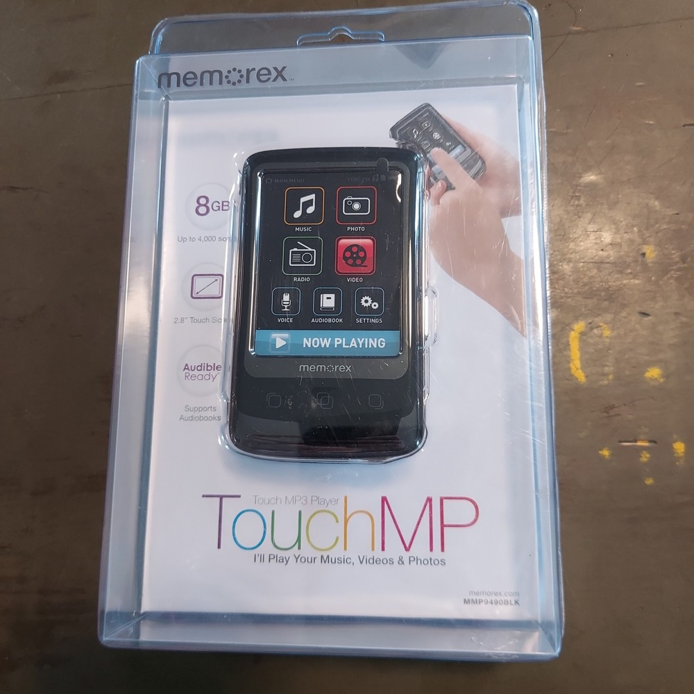Memorex TouchMP 8GB MP3 Player Black MMP9490BLK 2.8in Touchscreen FM Radio New